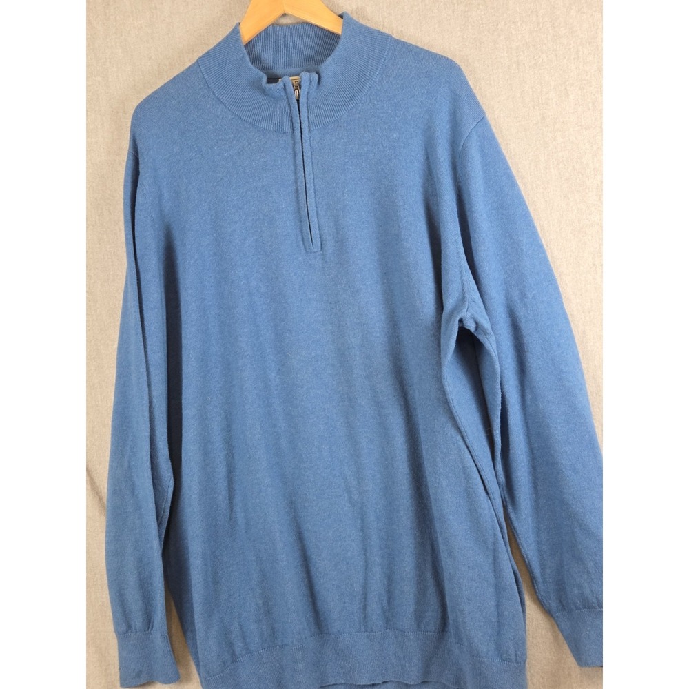 LL Bean Sweater Mens 2XL TALL Cashmere Blend 1/4 Zip Pullover Soft Comfort Retro
